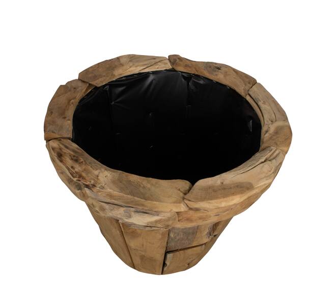 Teakhouten plantenbak met binnenpot 58x58x52 cm – naturel