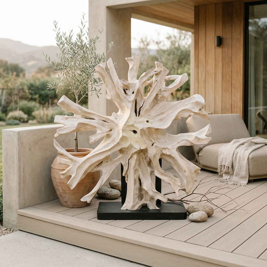 Ornament van teakhout – 118 x 30 x 118 cm