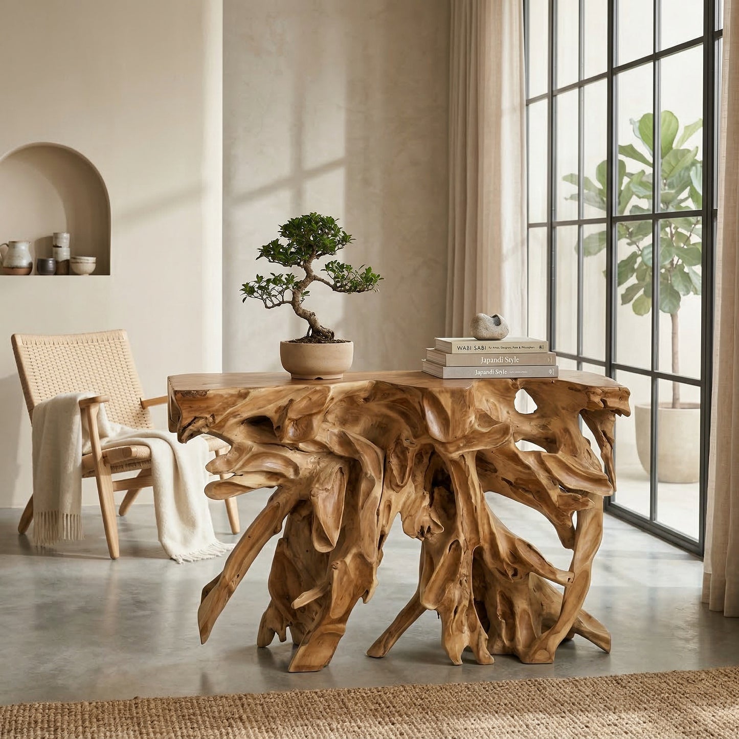 Rectangular teak side table – 118 x 39 x 75 cm