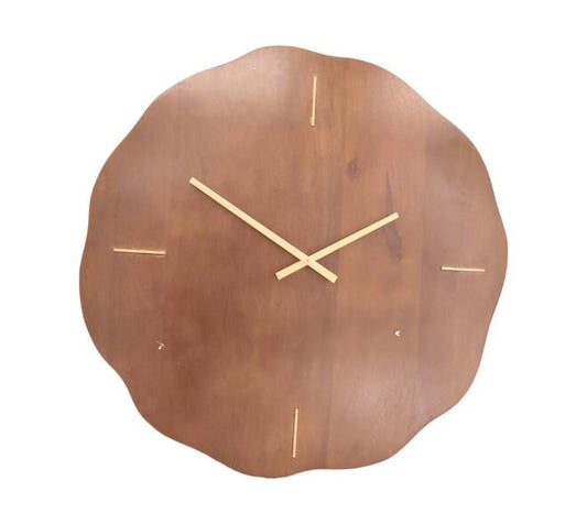 Wandklok mangohout donkerbruin – 66 cm rond