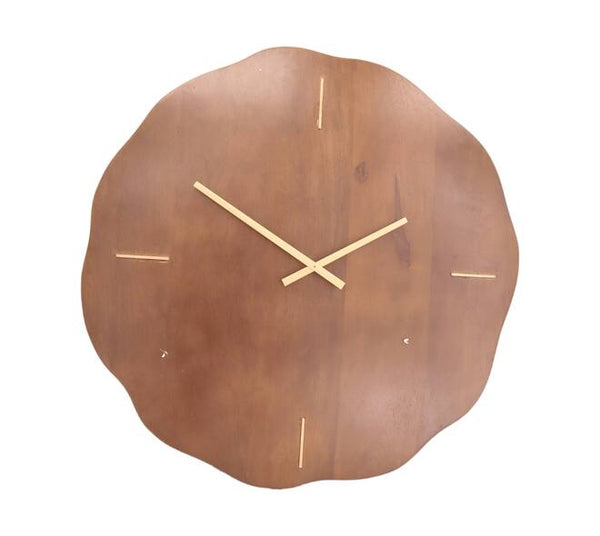 Wandklok mangohout donkerbruin – 66 cm rond