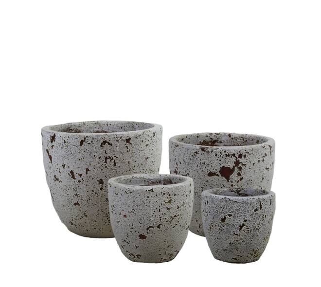 Keramische bloempotten set 4-delig – antiek wit 46 cm