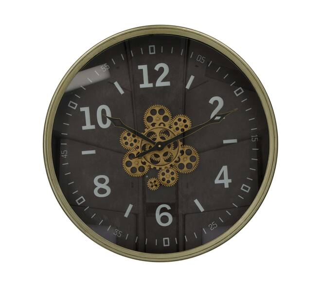 Metalen wandklok zwart met goudrand – 60 cm eyecatcher