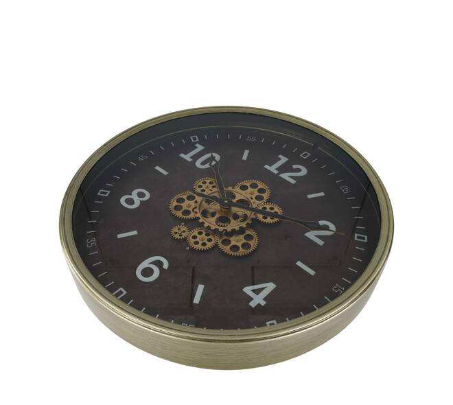 Metalen wandklok zwart met goudrand – 60 cm eyecatcher