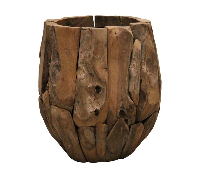 Erosion wood plantenbak met binnenpot – 38x38x48 cm natuurlijk