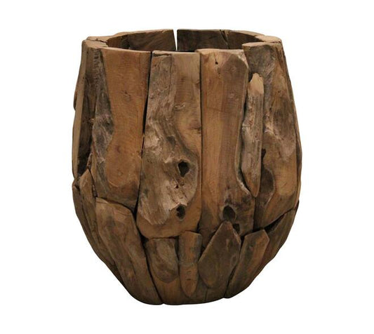 Erosion wood plantenbak met binnenpot – 38x38x48 cm natuurlijk