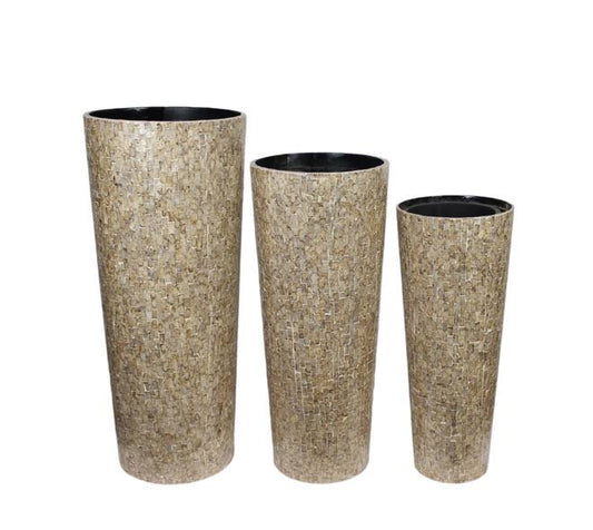 Vazen set 3-delig MDF en capiz – bruin wit 91,5 cm