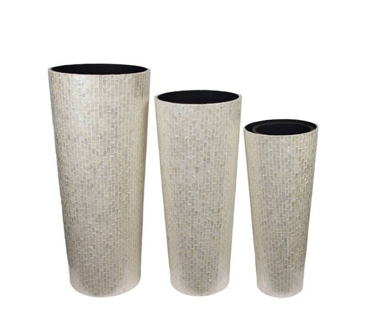 Vazen set 3-delig MDF en capiz – wit 91,5 cm