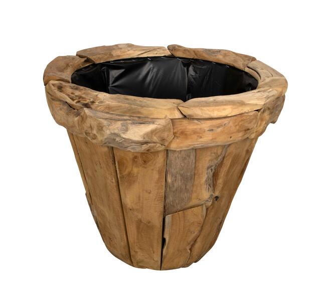 Teakhouten plantenbak met binnenpot 58x58x52 cm – naturel
