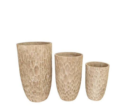 Cement bloempotten set 3-delig – crème goud 75 cm