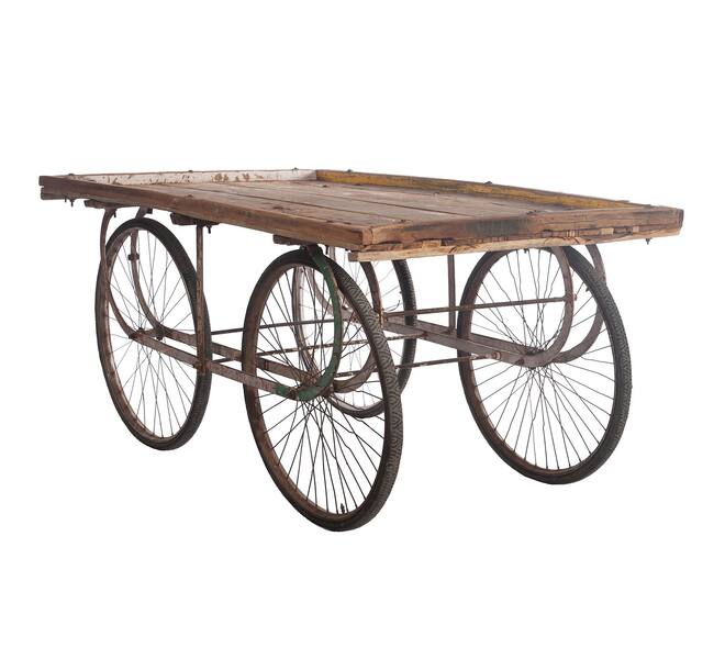 Vintage tafelkar van gerecycled hout – 168 x 102 x 79 cm
