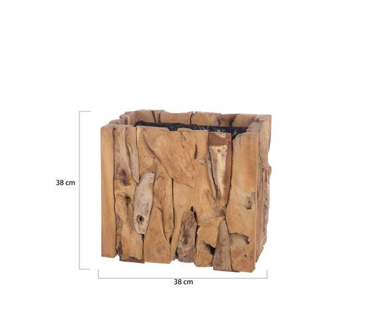 Erosion wood box met binnenbak – 38x38x38 cm handgemaakt
