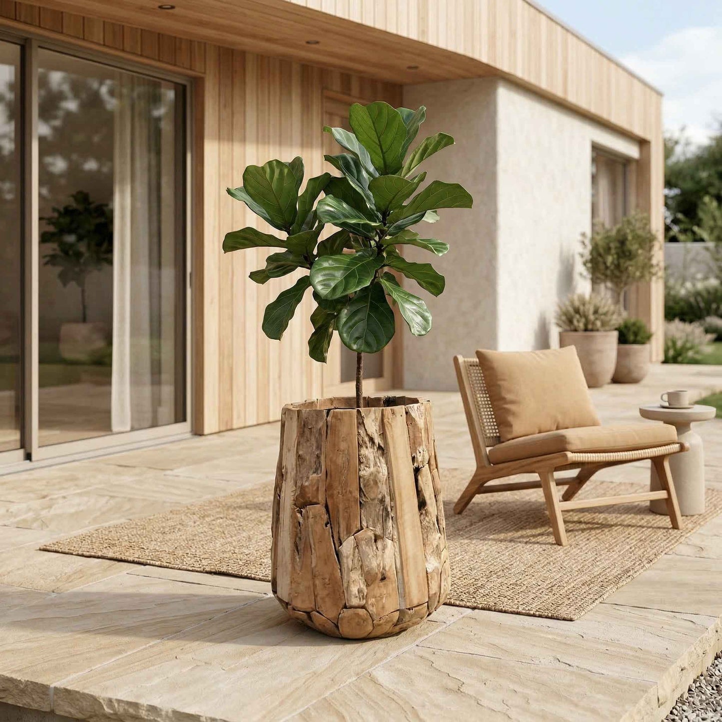Plantenbak van erosiehout  – 58 x 58 x 78 cm
