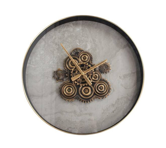 Ronde wandklok van MDF wit/goud - 60x60x7.5 cm