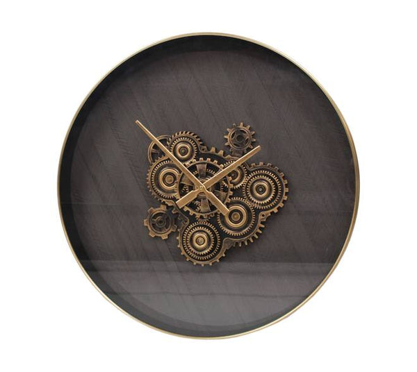 Ronde wandklok van MDF goud - 60x60x7.5 cm