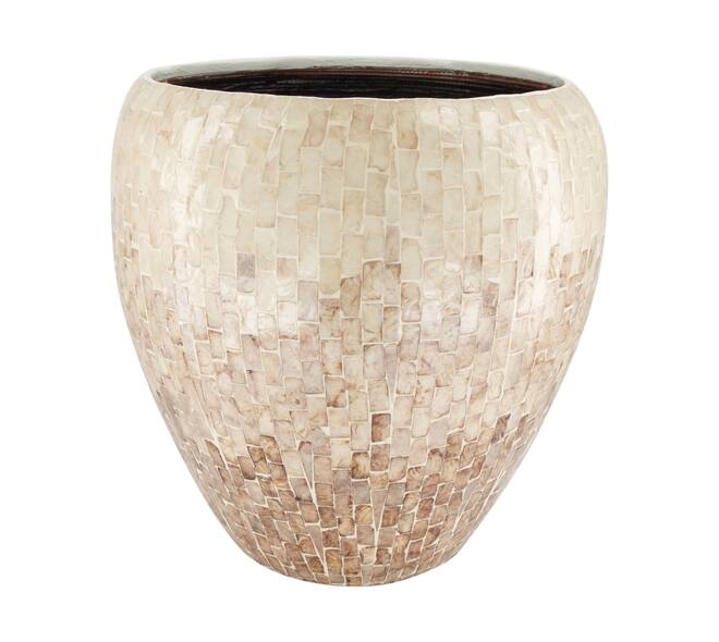 Ronde plantenbak capiz en bamboe met binnenpot – FSC 100% 37 cm